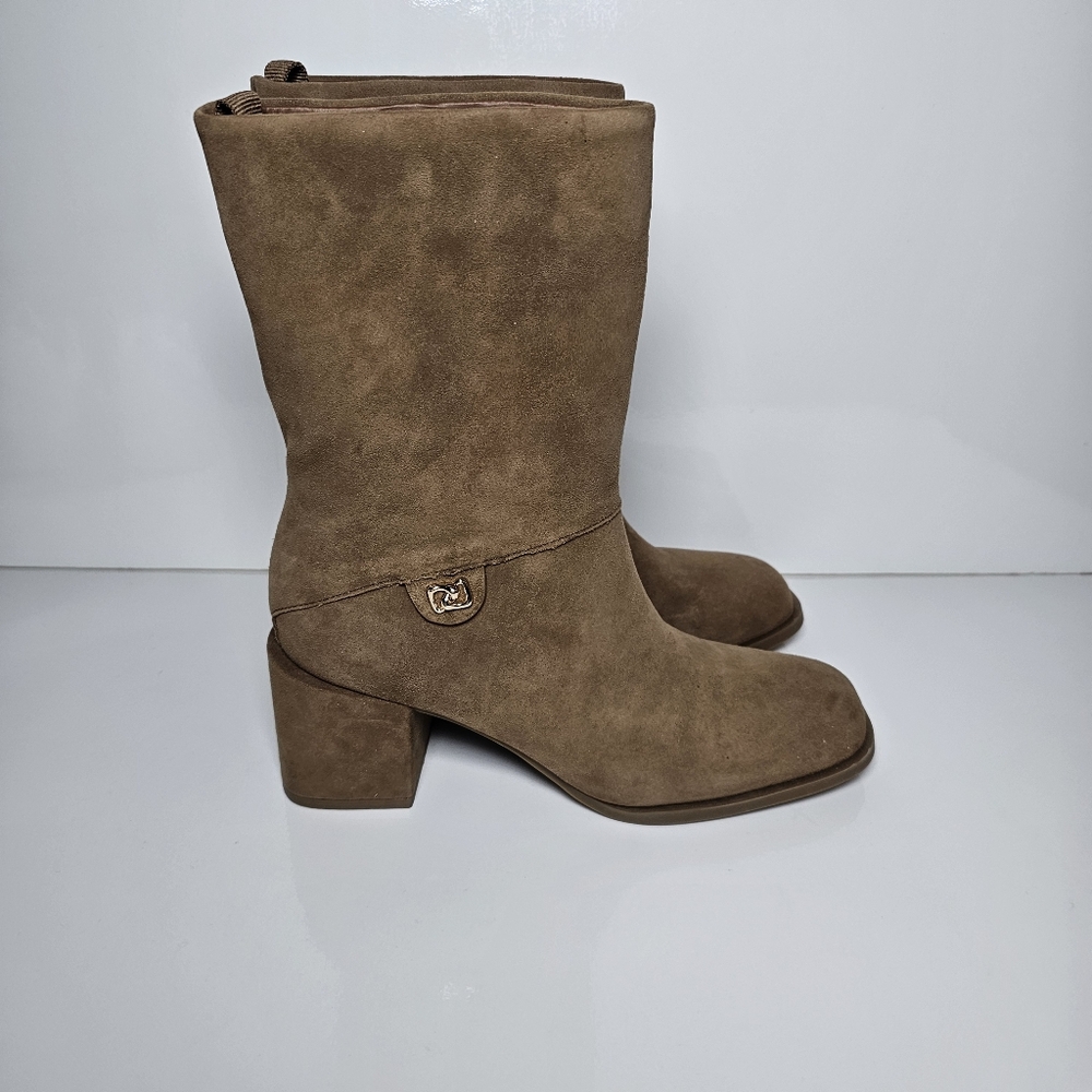 Aerosoles Women’s Mid Calf Boots Size 7 Brown Block Heel Side Zip Comfort Boots - Picture 2 of 11